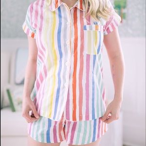 Stripe PJ Set Short Pajamas Love and Lore Rainbow